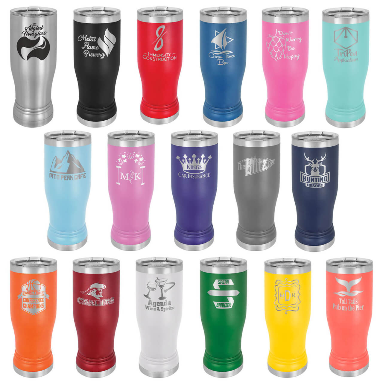 Elevate your craft beer sessions with our premium 20 oz powder coated stainless steel customizable pilsner, featuring double-wall vacuum insulation to keep brews ice-cold for hours or perfectly chilled without condensation, ideal as a personalized beer tumbler for tailgates, home bars, or brewery visits. This durable powder coated insulated beer glass includes a leak-proof sip-through lid, sweat-free exterior, BPA-free construction, color options and endless engraving options for unique designs or groomsmen gifts, making it the ultimate reusable pilsner mug