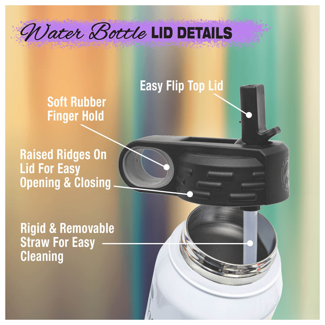 Easy to grab finger hold and flip straw details