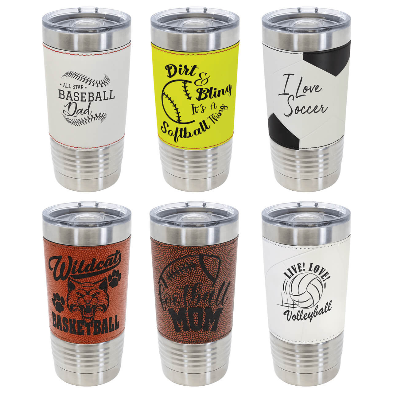 Elevate your game day with our premium collection of customizable 20 oz stainless steel sports tumblers, featuring double-wall vacuum insulation to keep drinks ice-cold for hours or steaming hot without condensation, perfect as personalized hydration tumblers for fans and athletes. These durable, sweat-free insulated drinkware options include leak-proof lids, BPA-free construction, and endless engraving for groomsmen gifts, team spirit, or family events.