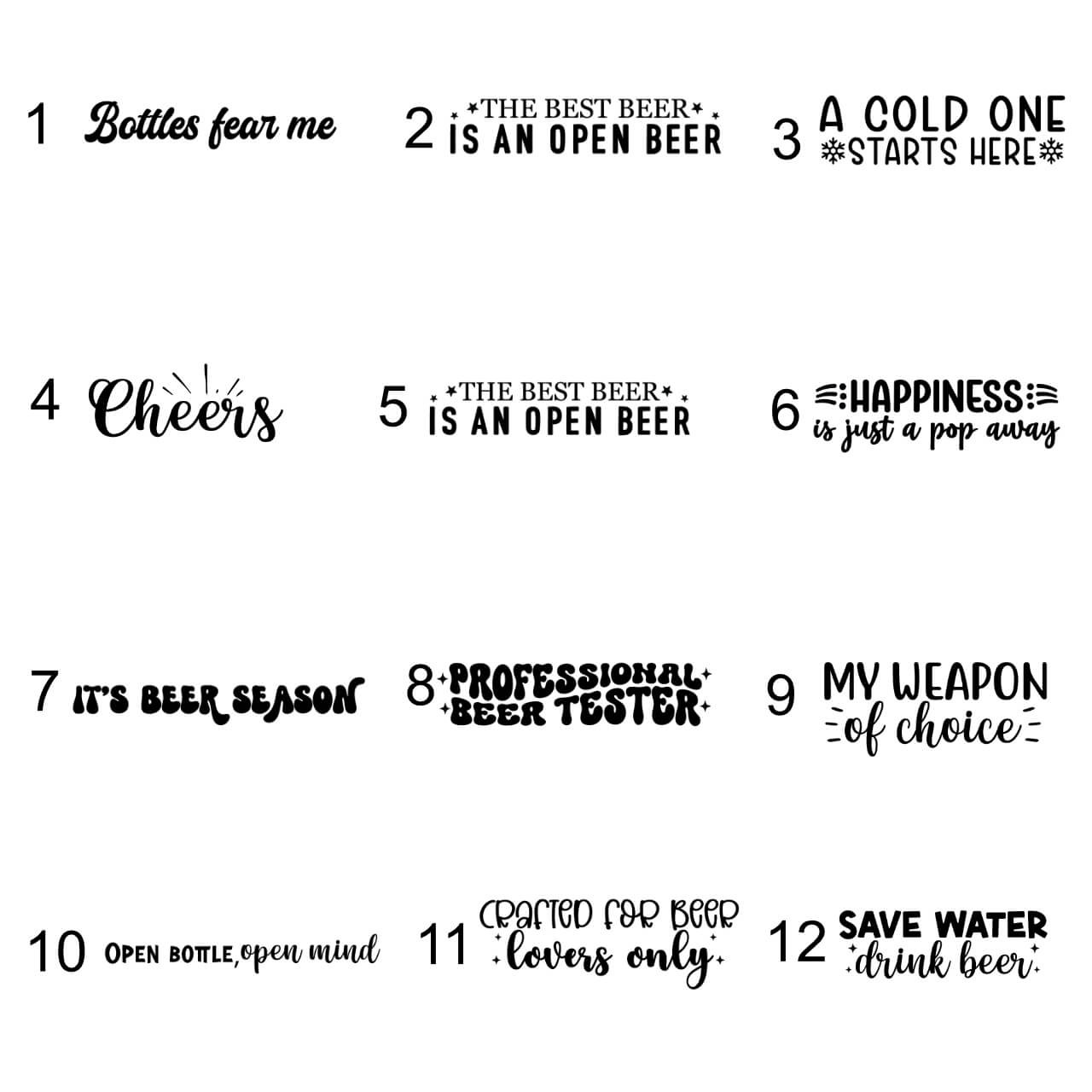 Laser engraving fonts available for your salt light and lasers tumblers.