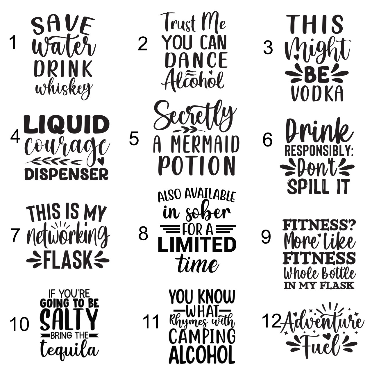 Laser engraving fonts available for your salt light and lasers tumblers.