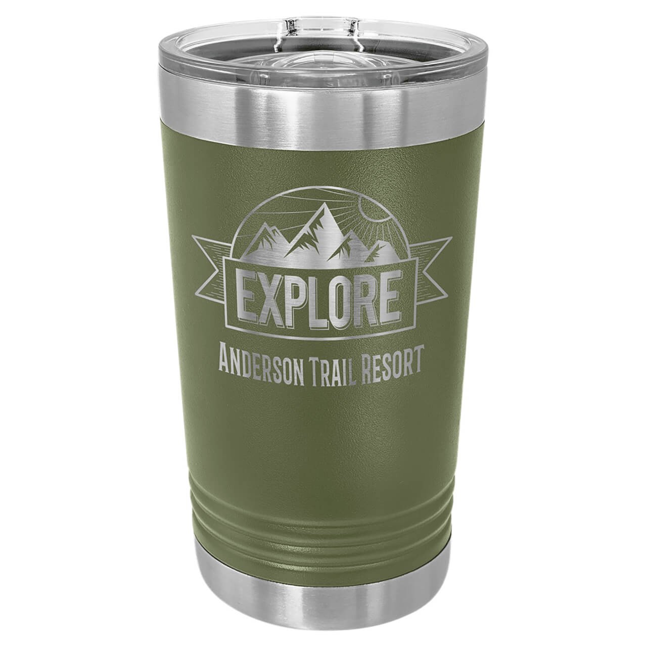 Elevate your outdoor escapades with our premium 16 oz stainless steel insulated customizable tumbler, , featuring double-wall vacuum insulation to maintain ice-cold drinks for hours or steaming hot beverages without condensation, ideal for camping, hiking and trail adventures. This durable matte army green double-walled tumbler boasts a secure splash-proof lid and rugged construction, serving as the ultimate travel mug for everyday use, backpacking, or off-grid explorations.