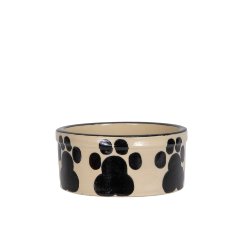 Pet Feeder ~ Small Black Hand-Decorated Dog Bowl