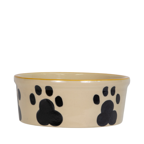 Pet Feeder ~ Large Yellow Hand-Decorated Dog Bowl