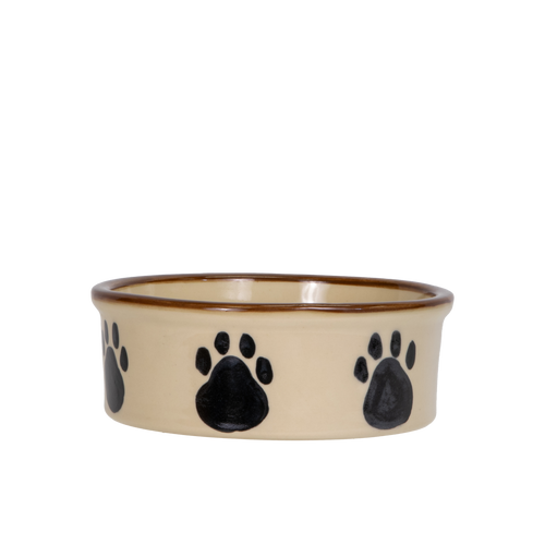Pet Feeder ~ Medium Brown Hand-Decorated Dog Bowl