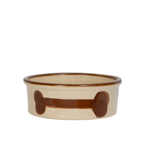 Pet Feeder ~ Medium Brown Hand-Decorated Dog Bowl