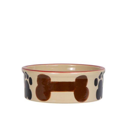 Pet Feeder ~ Medium Red Hand-Decorated Dog Bowl