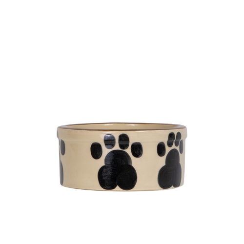 Pet Feeder ~ Small Brown Hand-Decorated Dog Bowl