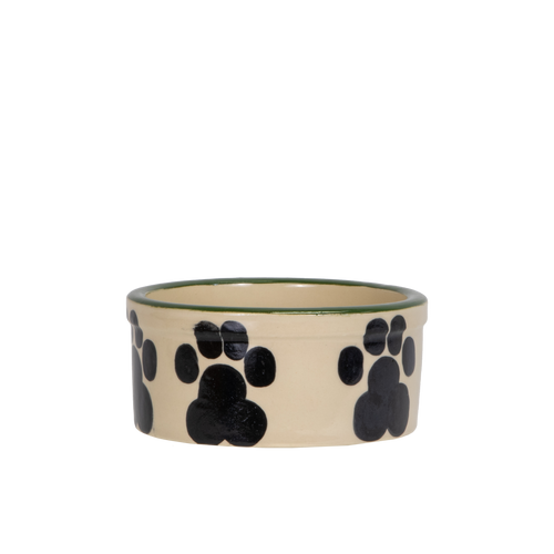 Pet Feeder ~ Small Green Hand-Decorated Dog Bowl