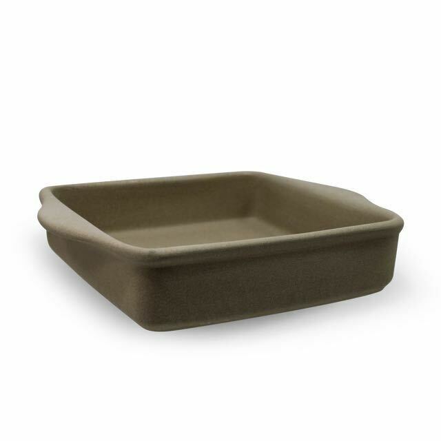 The Pampered Chef VANILLA 9 X 9 X 2 Square Baker With Handles, Brownie Pan,  New Traditions Collection, Glazed Stoneware, Used 