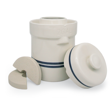 Water Seal Fermentation Crock ~ 2 Gallon Starter Kit [Boxed]