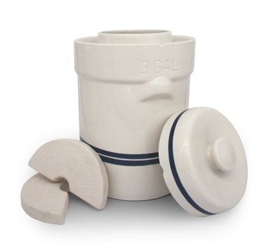 Water Seal Fermentation Crock ~ 3 Gallon Starter Kit [Boxed]