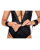 Bodysuit w/Detachable Chain Wrist Straps &amp; Harness Black S/M