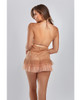 Amber Halter Lace Babydoll w/Tiered Pleated Mesh Skirt Hem &amp; G-String Brown MD