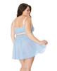 Scallop Stretch Lace &amp; Mesh Babydoll &amp; Thong Light Blue/White 1X/2X