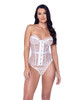 Fantasy Scalloped Eyelash Lace Bustier &amp; Thong White LG