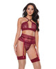 Holiday Bra, Garter Belt & Thong Merlot XL