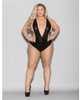 Euphoria Wet Look Deep V Teddy Black O/Q