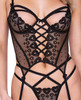 &#039;=Valentine Rebel Heart Embroidered Lace &amp; Dot Mesh Bustier &amp; High Waisted Thong Black MD