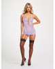 Lace &amp; Mesh Triangle Cup Chemise w/Garters &amp; Thong Lavender SM