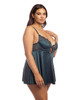 Diana Satin &amp; Lace Babydoll w/Ring &amp; Keyhole Detail Reflecting Pond 2X