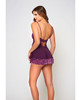 Cross Dye Lace &amp; Microfiber Babydoll &amp; G-String Purple LG