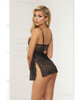 Stretch Lace Babydoll w/Underwire Cups &amp; G-String Black XL