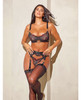 Azalea Underwire Embroidered Bra, Garter Belt &amp; G-String Cheri Holiday/Black XL