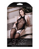 Sheer Fantasy Mixed Signals Halter Tie Gartered Teddy w/Attached Back Seam Stockings Black QN