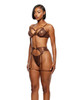 Liquid Metal Metallic Mesh Underwire Bra w/Garter Belt & G-String 3 pc Set - Metallic Copper XL