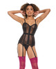 Powernet Fully Boned Corset w/Lace-Up Back Black LG