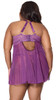 Twilight Temptation Mesh Babydoll w/Thong - Purple 1X/2X