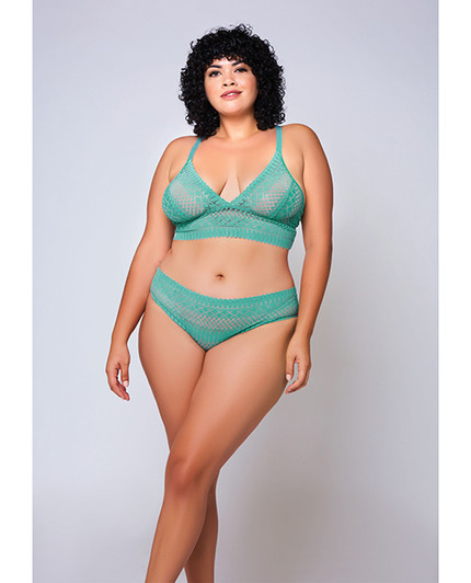 Geometric Lace Bralette Hipster Teal 3X