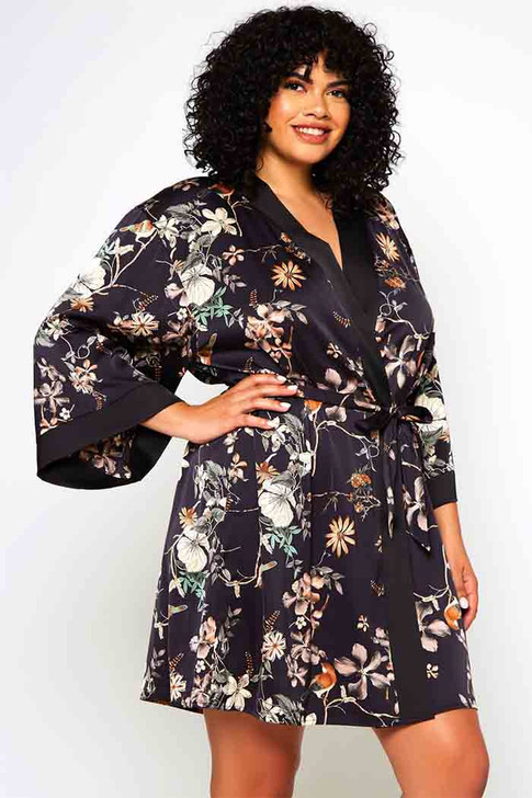 Love Letters Floral Print Short Robe 