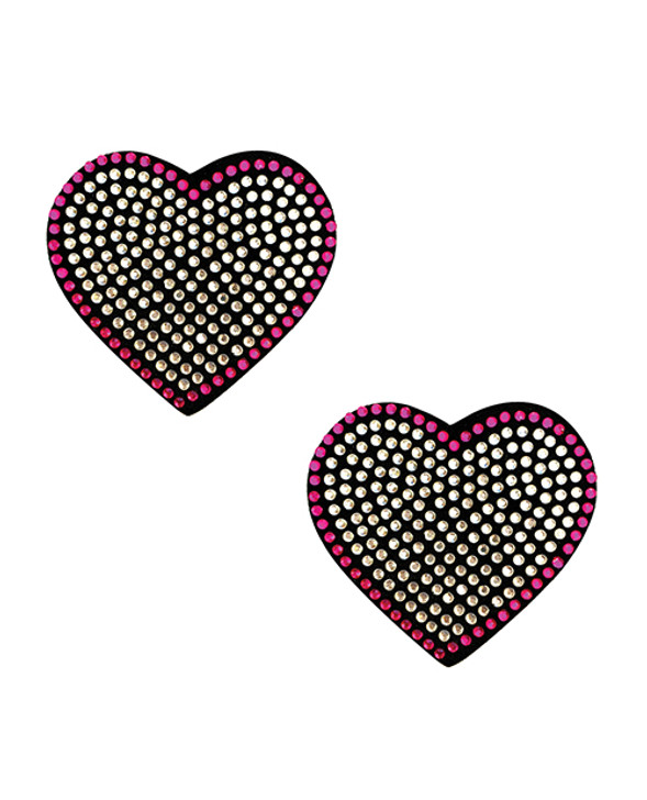 Neva Nude Burlesque Heart N&#039; Soul Crystal Heart Pasties - Pink/Clear O/S
