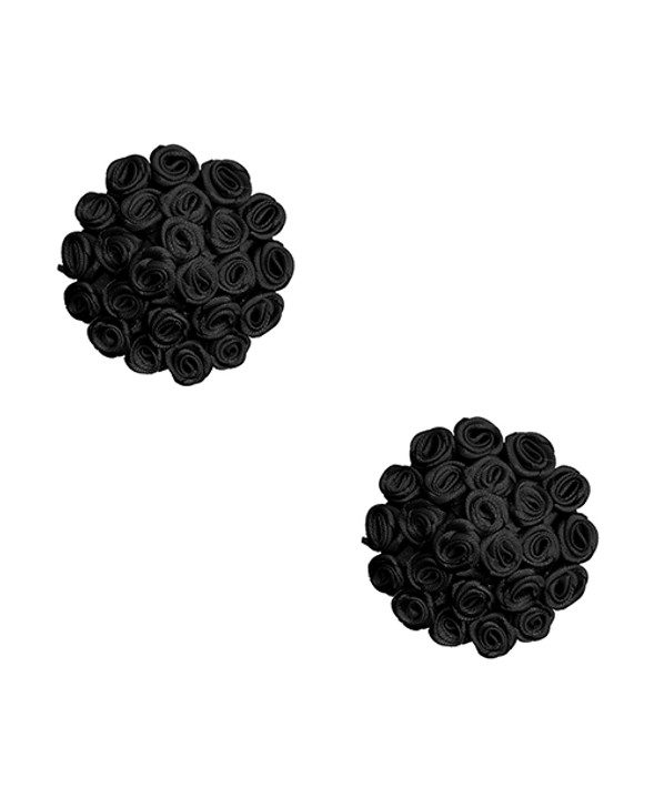 Neva Nude Burlesque Nightfall Roses Reusable Silicone Pasties - Black O/S