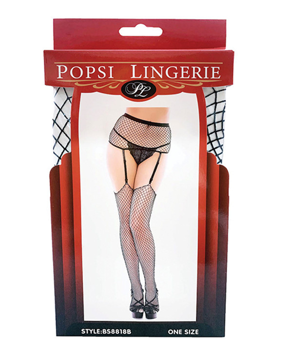 Fishnet Garter Pantyhose Black O/S