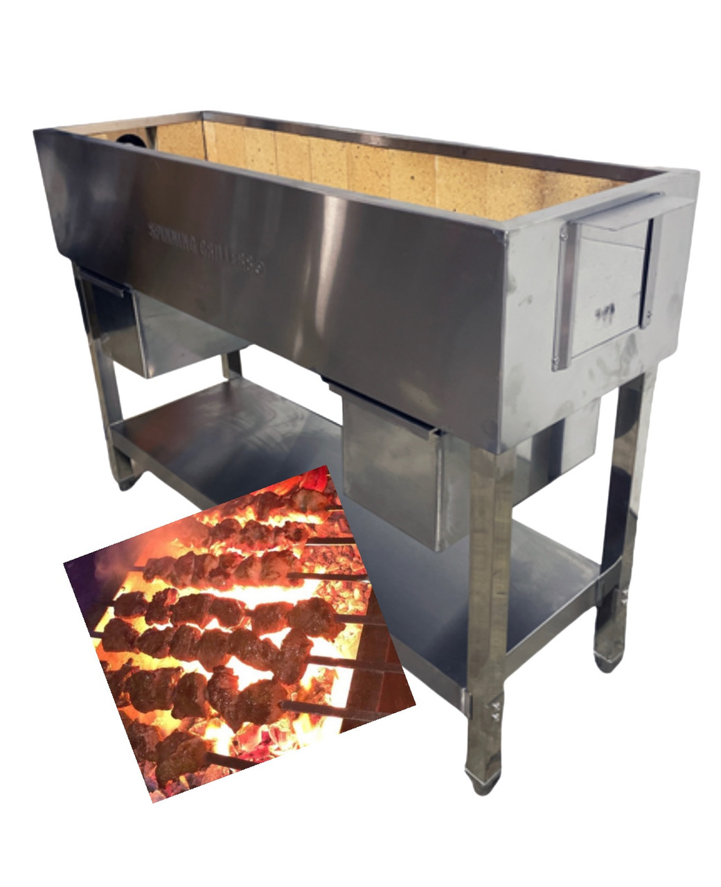 Spinning Grillers Charcoal Kebab Grill 48X 12 X 36