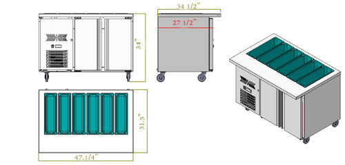 American Blaze Salad Serving Bar Counter Fridge