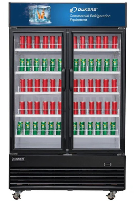 Dukers Commercial Glass Swing 2-Door Merchandiser Refrigerator DSM-41R
