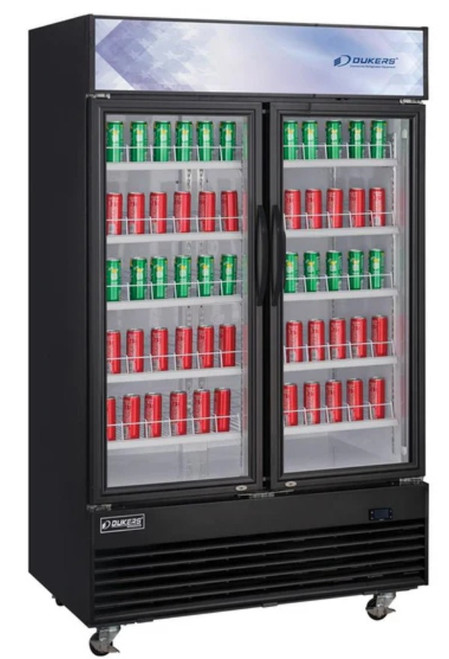 Dukers Commercial Glass Swing 2-Door Merchandiser Refrigerator DSM-33R