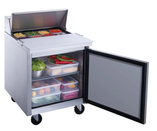 Dukers 1-Door Commercial Food Prep Table Refrigerator in Stainless Steel DSP29-8-S1
