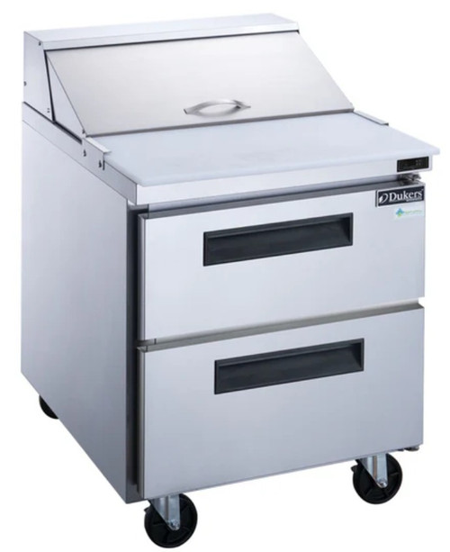 Dukers 2-Drawer Commercial Food Prep Table Refrigerator in Stainless Steel DSP29-8-D2