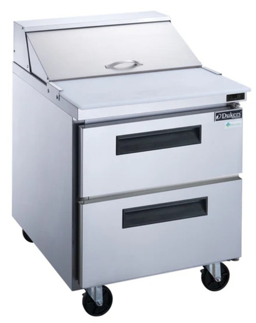 Dukers 2-Drawer Megatop Commercial Food Prep Table Refrigerator in Stainless Steel DSP29-12M-D2