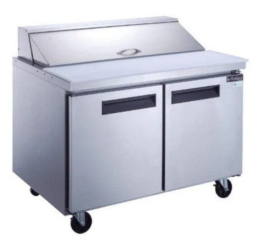 Dukers 2-Door Commercial Food Prep Table Refrigerator in Stainless Steel DSP60-16-S2