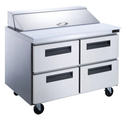 Dukers 4-Drawer Megatop Commercial Food Prep Table Refrigerator in Stainless Steel DSP60-24M-D4