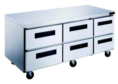 Dukers 6-Drawer Undercounter Commercial Refrigerator in Stainless Steel DUC72-D6