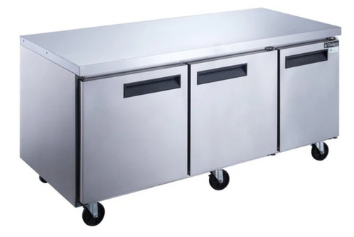 Dukers 3-Door Undercounter Commercial Freezer in Stainless Steel DUC72F