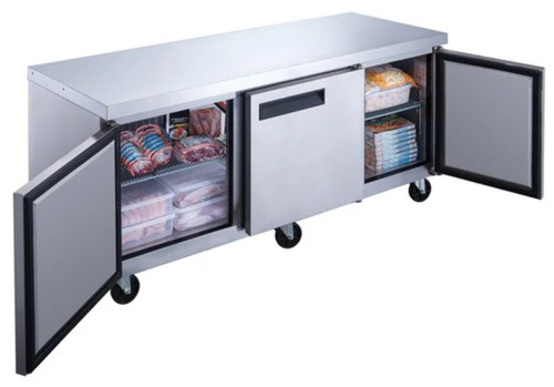 Dukers 3-Door Undercounter Commercial Freezer in Stainless Steel DUC72F