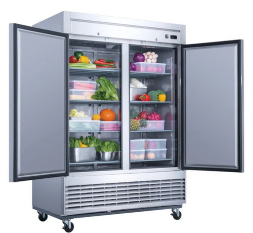 Dukers 2-Door Commercial Refrigerator in Stainless Steel D55R
